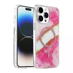 Onegif Apple İphone 14 Pro Max Lotus Simli Magsafe Kapak - Pembe-1