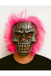 Wild Skull - Gümüş Kafatası Pembe Saçlı İskelet Maske-2