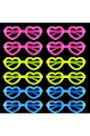 Retro Neon Fosforlu Kalp Gözlük 12 Adet – 80’ler 90’lar Parti Stili-1