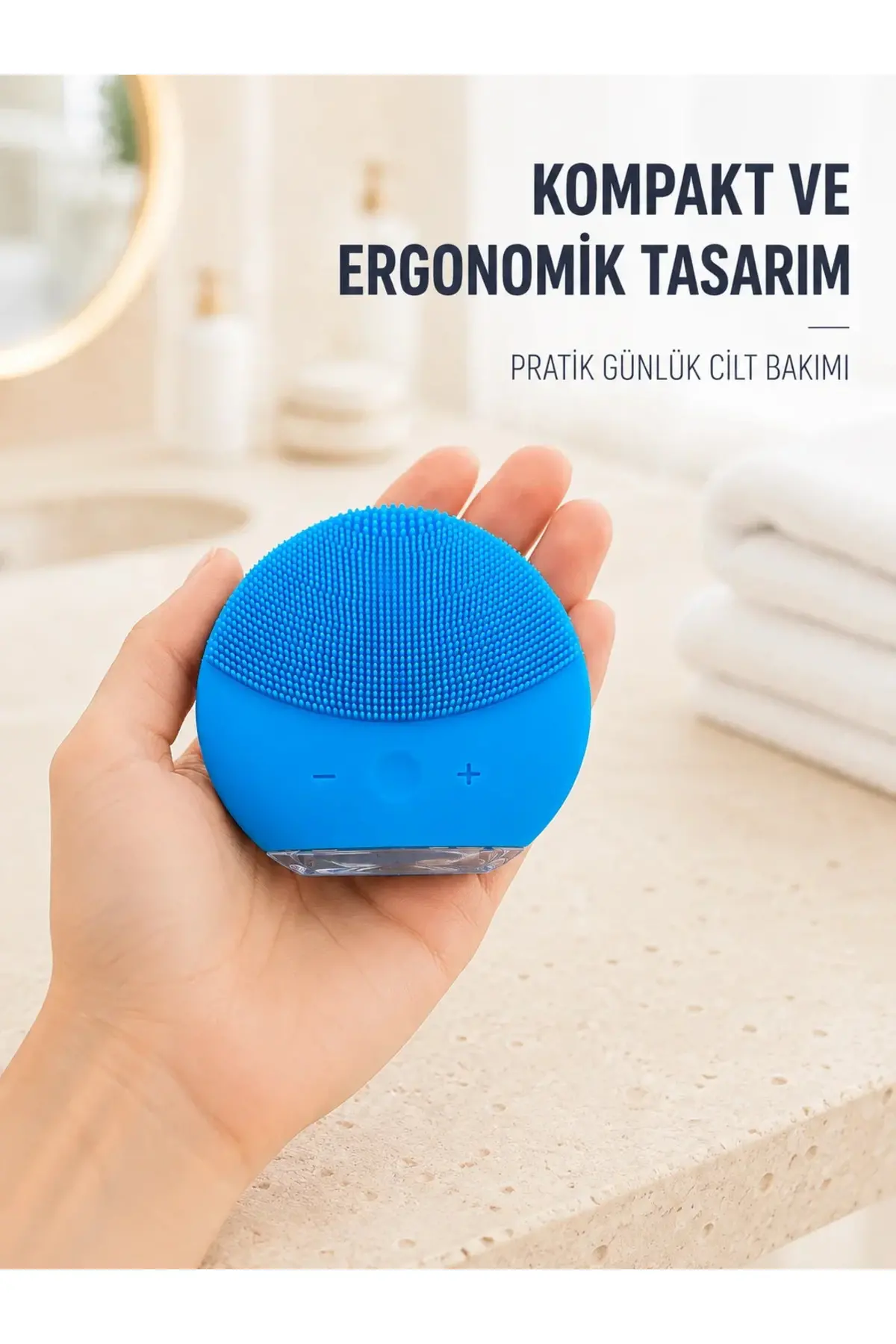 Mavi Silikon Yüz Temizleme Cihazı Su Geçirmez Titreşimli Yüz Bakım Fırçası