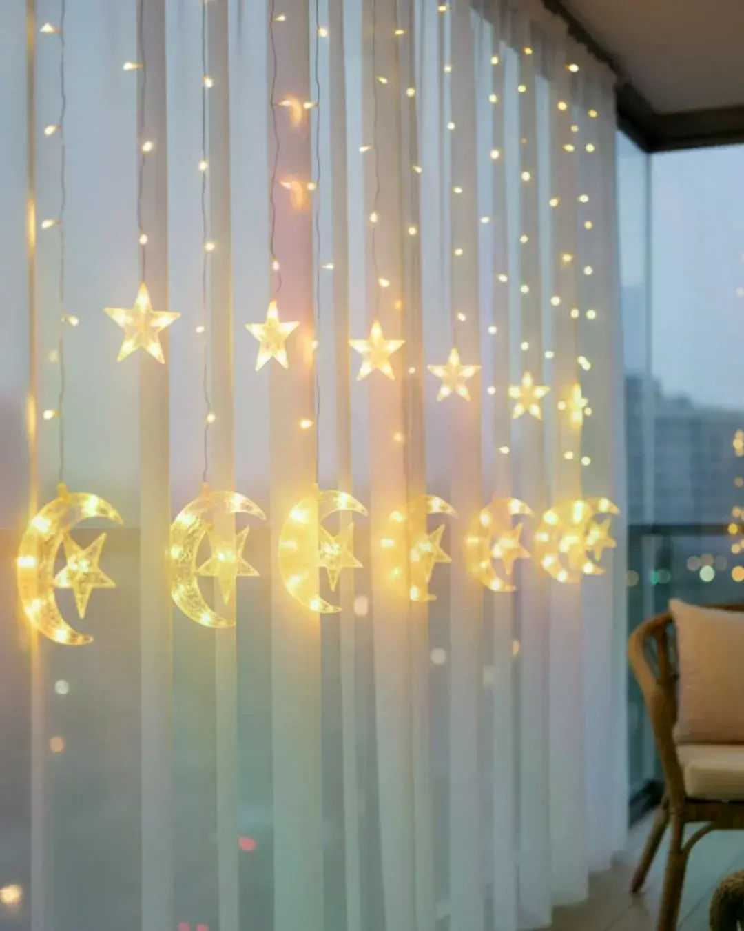Hilal Yıldız LED Perde Işık Balkon Pencere ve Oda Dekorasyonu