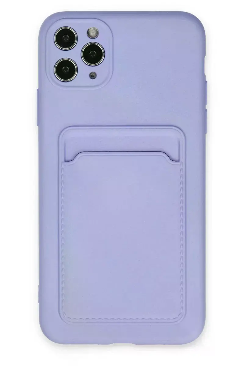 Apple iPhone 11 Pro Max Kılıf Kelvin Kartvizitli Silikon - Lila