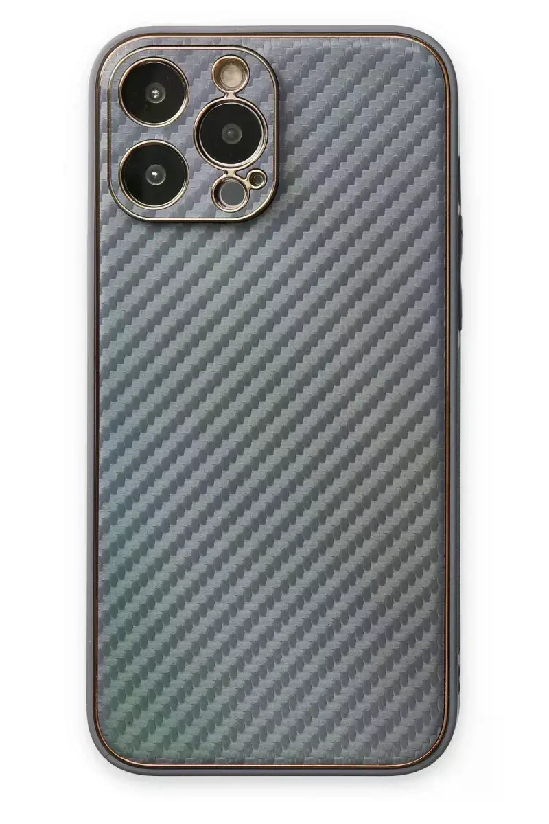 Apple iPhone 13 Pro Max Kılıf Coco Karbon Silikon - Gri