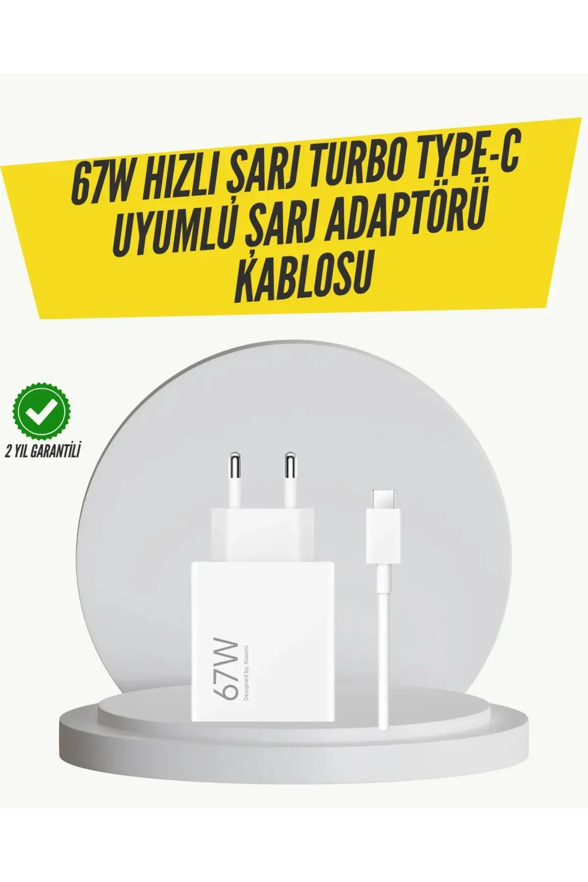 67W Turbo Hızlı Şarj Adaptörü ve Type-C Kablo Güvenli Şarj Teknolojisi