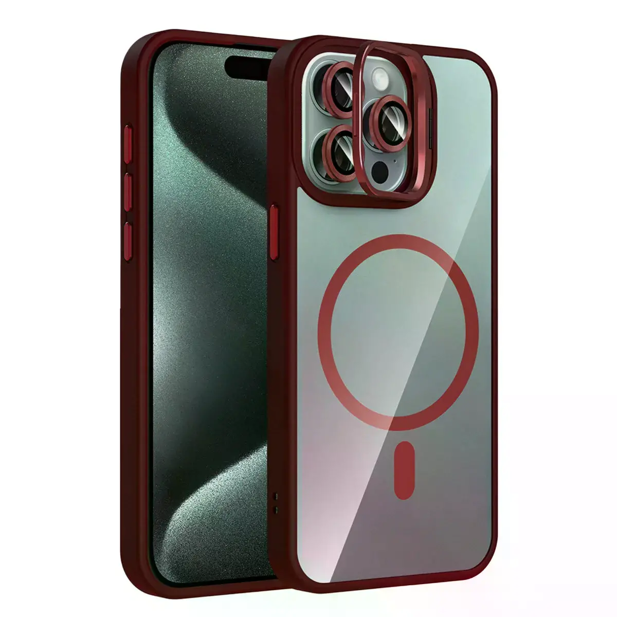 Joko Apple İphone 14 Pro Max Rem Lensli Magsafe Standlı Kapak - Bordo