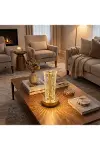 Silindirik Kristal Nokta Model LED Masa Lambası – Gold Tabanlı, Dokunmatik, 3 Renk Işık Modlu, Şarjl-2