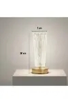 Silindirik Kristal Nokta Model LED Masa Lambası – Gold Tabanlı, Dokunmatik, 3 Renk Işık Modlu, Şarjl-5