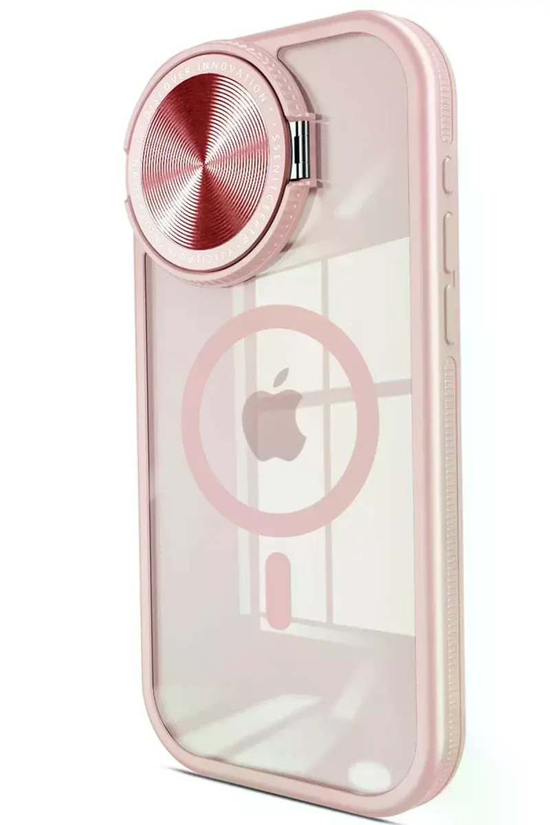 Apple iPhone 15 Pro Kılıf Teleskop Lens Magsafe Silikon Kapak - Pembe
