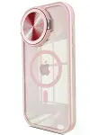 Apple iPhone 15 Pro Kılıf Teleskop Lens Magsafe Silikon Kapak - Pembe-1