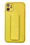 Apple iPhone 12 Kılıf Coco Deri Standlı Kapak - Sarı-2