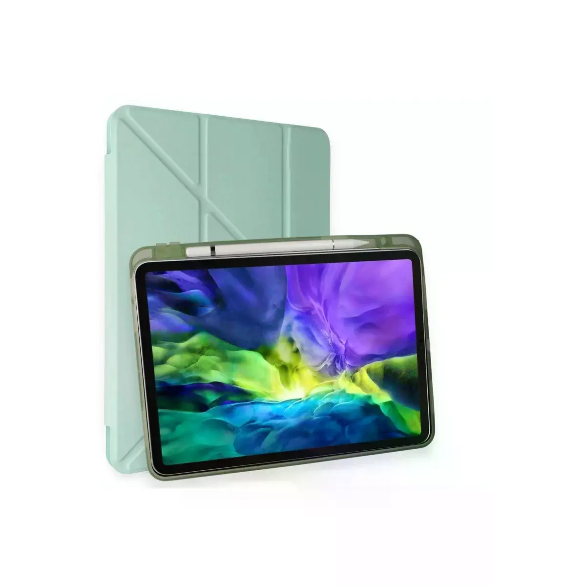 Apple İpad Air 4 10.9 Kılıf Kalemlikli Mars Tablet Kılıfı - Açık Yeşil
