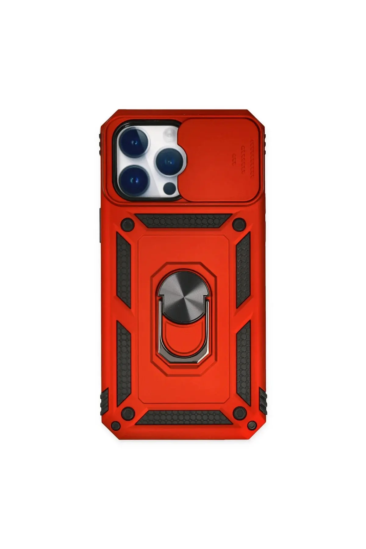 Apple İphone 14 Pro Kılıf Pars Lens Yüzüklü Silikon - Kırmızı