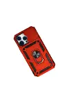 Apple İphone 14 Pro Kılıf Pars Lens Yüzüklü Silikon - Kırmızı-3