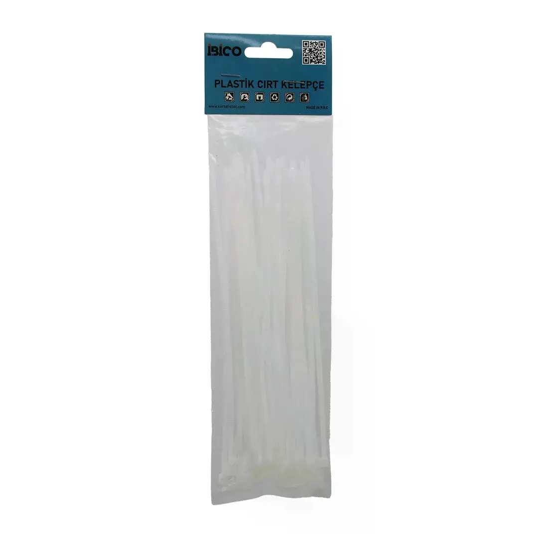25PCS Beyaz 3.6X200MM Plastik Cırt Kelepçe