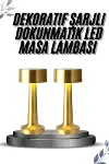 Kablosuz Renkli Masa ve Gece Lambası Altın Rengi Dokunmatik Led Lamba-3