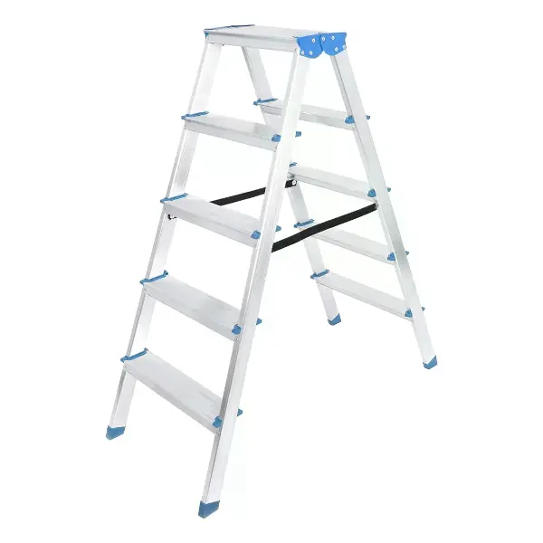 5+5 Çift Basamaklı Alünyum Metal Merdiven Yükseklik = 115CM Baş Genişlik = 8CM