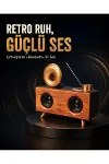 Gramafon Tasarımlı Bluetooth Hoparlör 3D Ses Teknolojili Çok Fonksiyonlu-2