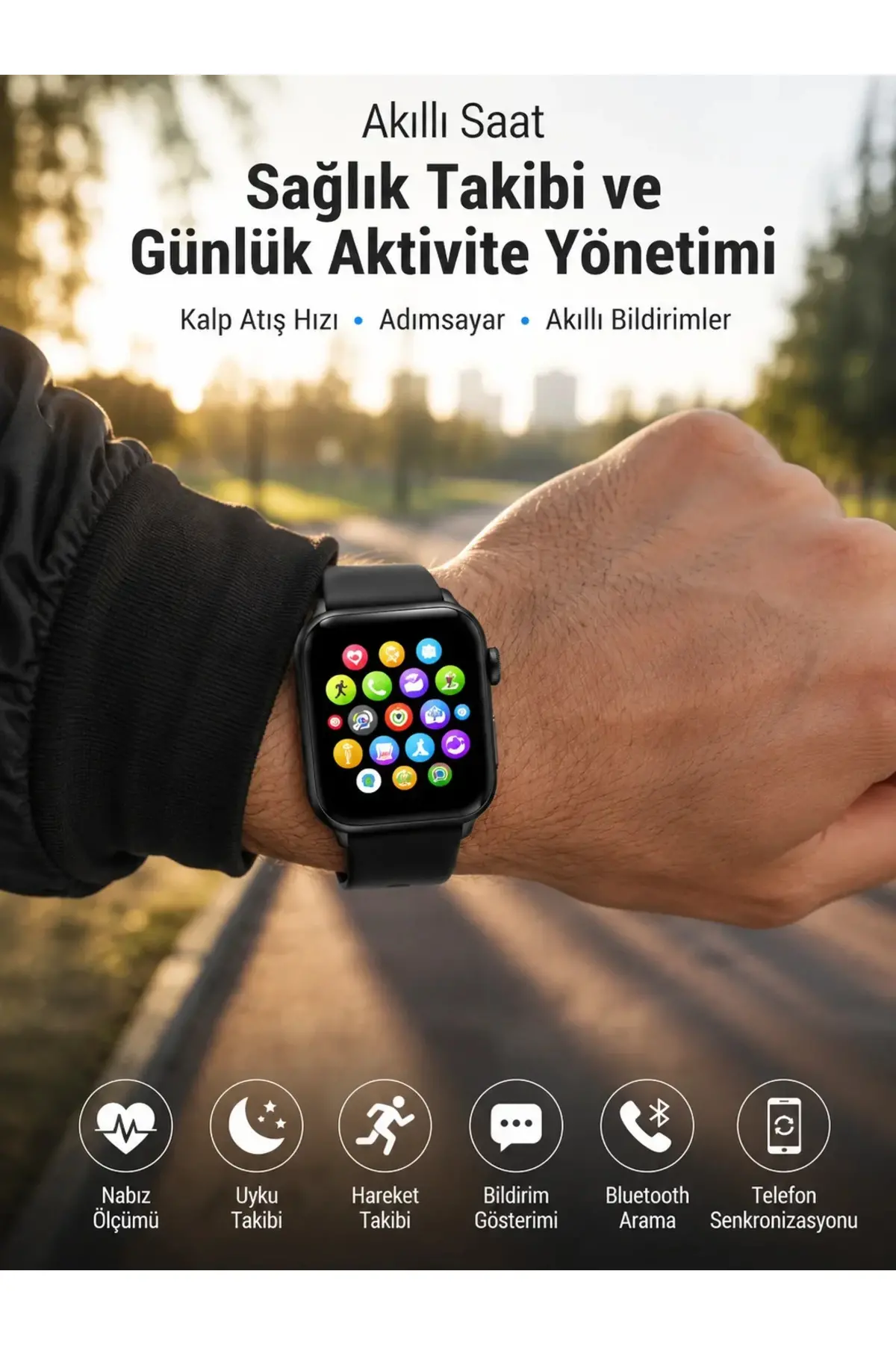 Telefon Görüşmesi Destekli, Nabız Ölçümü ve Uyku izi Özelliklerine Sahip Akıllı Saat