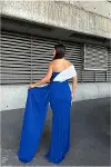 Kadın Bohem Esnek Krep Kumaş Tek Omuz Abiye Elbise-8