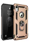 Apple iPhone XR Kılıf Sofya Yüzüklü Silikon Kapak - Gold-1