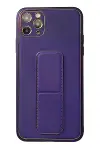 Apple iPhone 11 Pro Max Kılıf Coco Deri Standlı Kapak - Mor-2