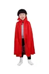 Kırmızı Renk Yakalı Pelerin Çocuk Boy 90 Cm-1
