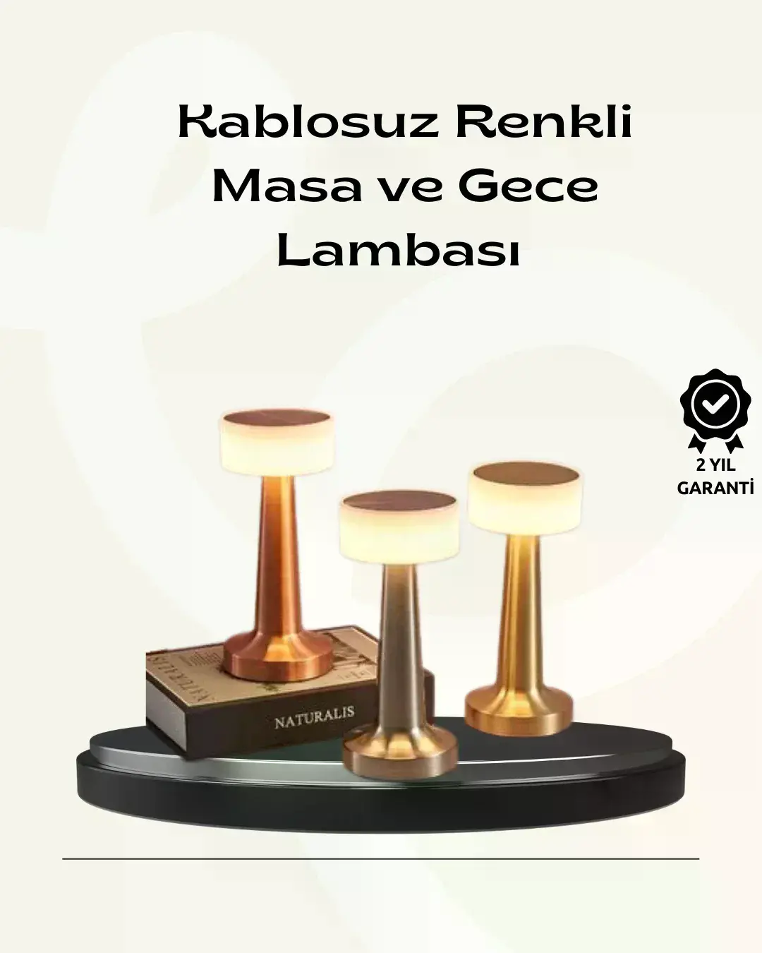 Modern USB'li Kablosuz Masa Lambası – nimalist Tasarım, 3 Farklı Parlaklık