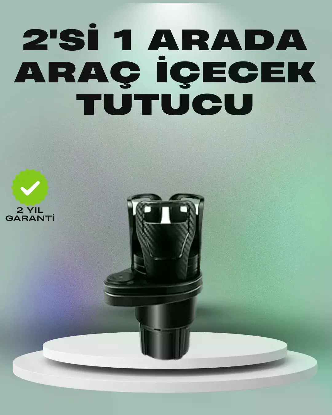 Araba Çift Bardak Tutucu 360° Dönebilen İkisi Bir Arada Ayarlanabilir