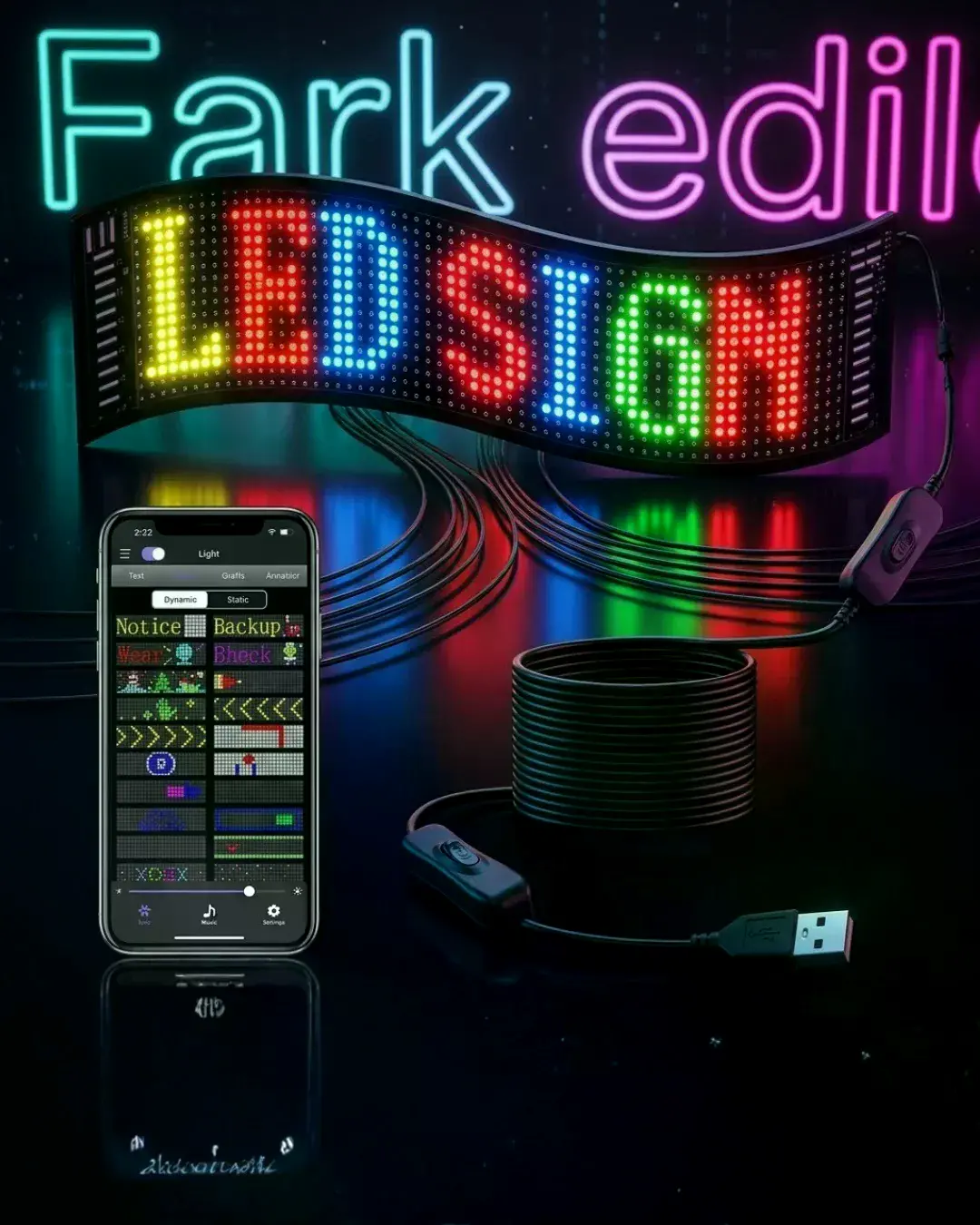 RGB LED Matrix Panel 60 cm 16x96 Piksel Kayan Yazı ve Animasyon Destekli