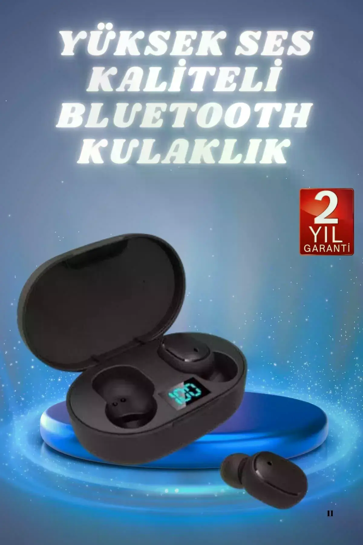 Kulaklık Dijital Göstergeli Bluetooth Bağlantılı Kablosuz Kulak İçi krofonlu Dokunmatik Kontrol