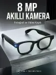 Siyah Bluetooth Akıllı Kamera Gözlüğü 8 MP Kameralı AI Çeviri Wi-Fi Fotoğraf Video Müzik Arama ve Do-1
