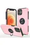 Apple iPhone 12 Kılıf Elit Yüzüklü Kapak - Pembe-1