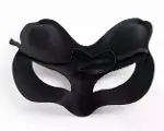 Siyah Renk Süet Kaplama Üzeri Mavi Kırmızı Simli Kedi Maskesi 17x14 Cm-3
