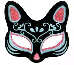 Siyah Renk Süet Kaplama Üzeri Mavi Kırmızı Simli Kedi Maskesi 17x14 Cm-4