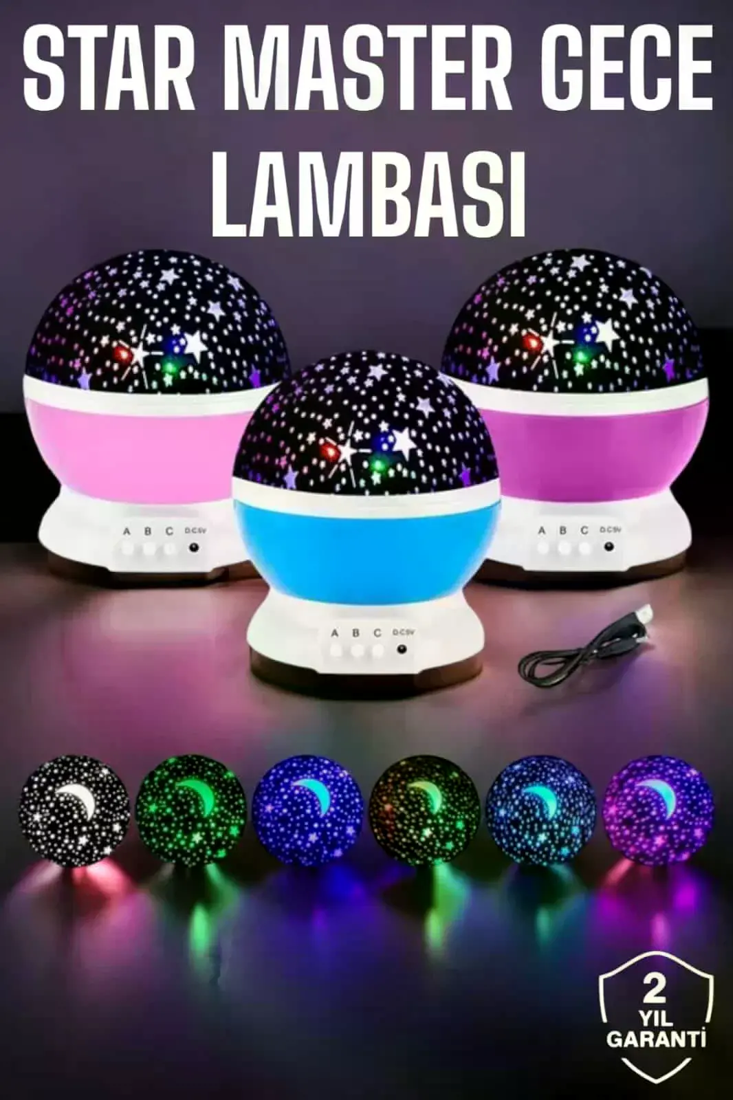 Mavi ve Mor Işıklı Projeksiyon Lambası