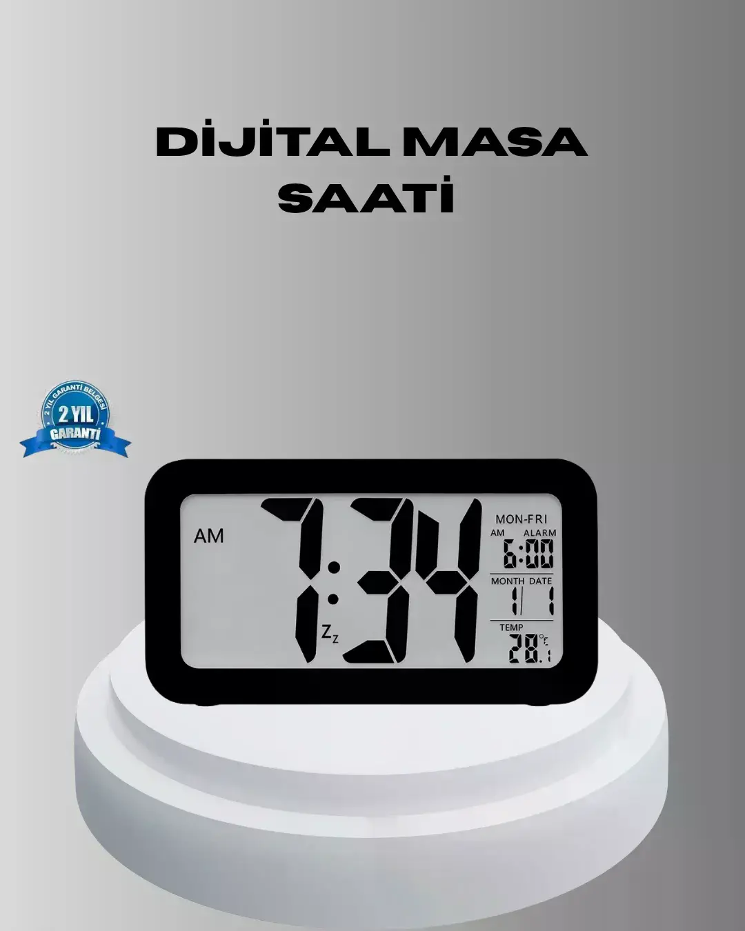 Dijital Masa Saati Sensörlü Aydınlatmalı Alarm ve Sıcaklık Ölçerli