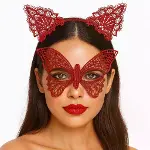 Gösterişli Kırmızı Dantel Maske Ve Taç Seti 7 No – Masquerade Ve Davetler İçin-1