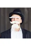 Beyaz Renk Kendinden Yapışkanlı Takma Sakal Bıyık ve Kaş Seti-2