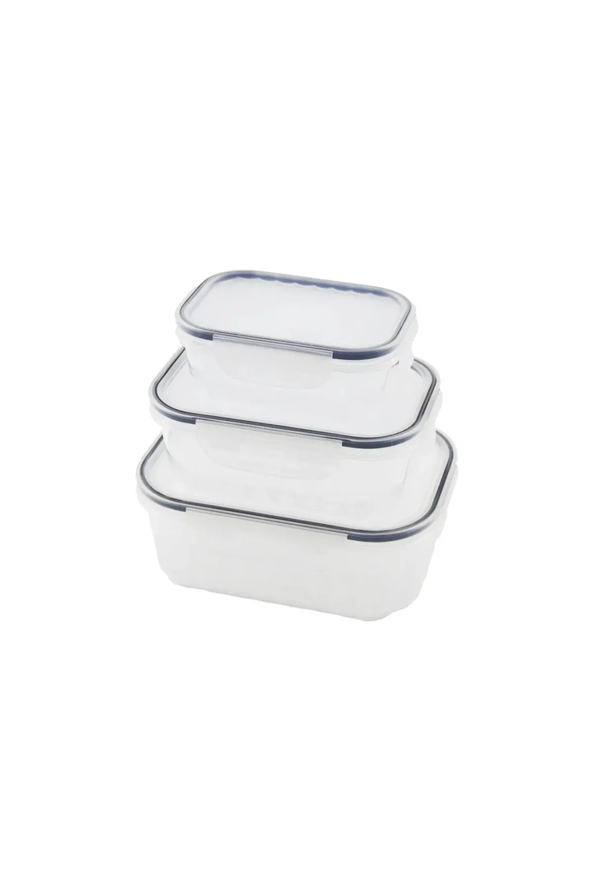 3PCS Quick Sızdırmaz Saklama Kabı Seti Şeffaf Kap - Buğulu-contalı Kapak 500-1000-1700ML