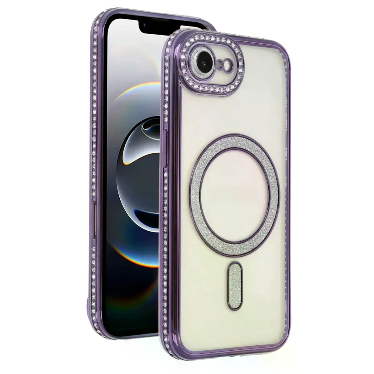 Apple İphone 16e Joke Simli Magneticsafe Kılıf - Derin Mor