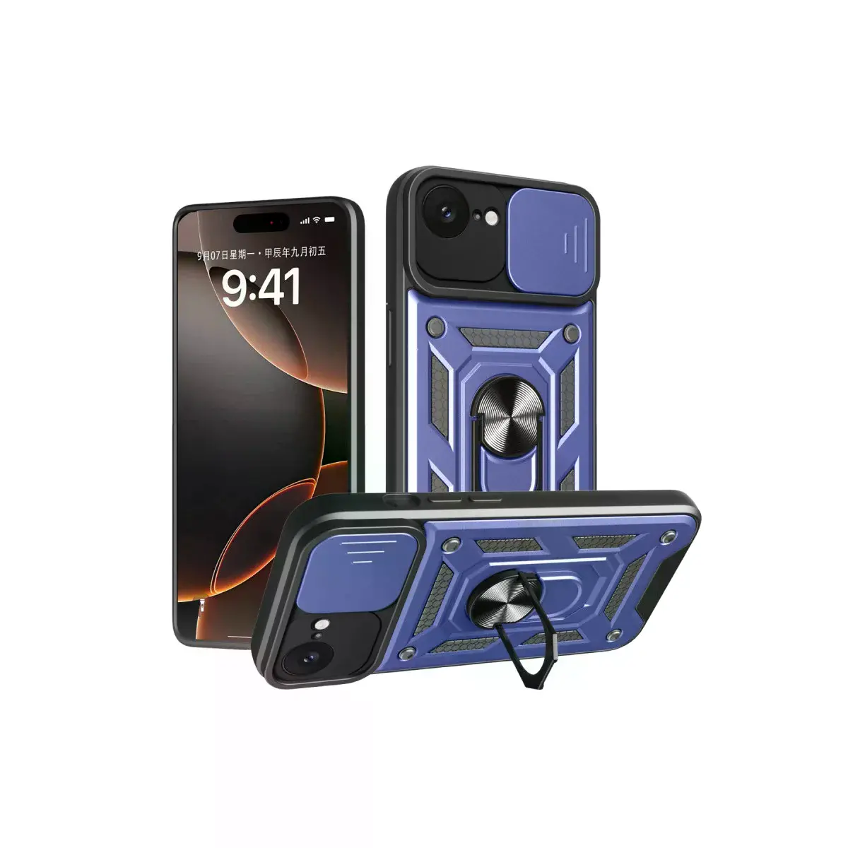 Apple İphone 16e Kılıf Pars Lens Yüzüklü Silikon - Lacivert