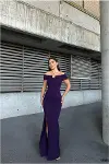 Kadın Hediyelik Halter Yaka Taş Detaylı Abiye Elbise-5
