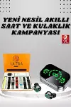 7 Kordonlu Akıllı Saat Ve Aynalı Bluetooth Kulaklık Powerbank Dijital Göstergeli-1