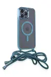 Apple iPhone 12 Pro Kılıf Divo Lazer Askılı Magsafe Kapak - Sierra Blue-2