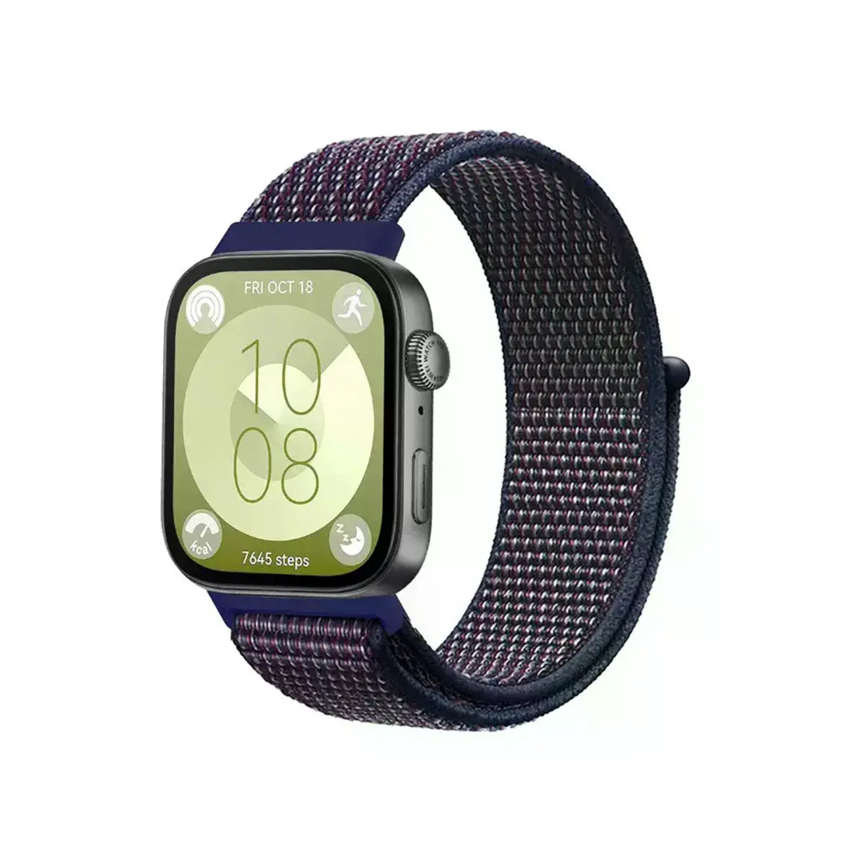 Huawei Fit 4 Hasırlı Cırtcırtlı Kordon (saat Değildir) - Mavi-beyaz