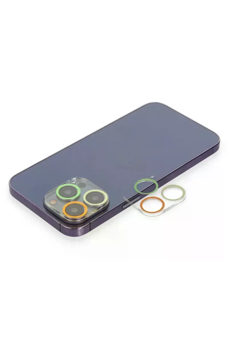 Apple iPhone 12 Pro Renkli Kamera Lens Koruma Cam - Sarı-Turuncu