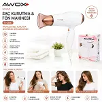 Awox Gleao Beyaz Saç Kurutma - Fön Makinesi Soğuk Üfleme 2 Kademe Fan - 3 Kademe Sıcaklık 1700-2000W-2