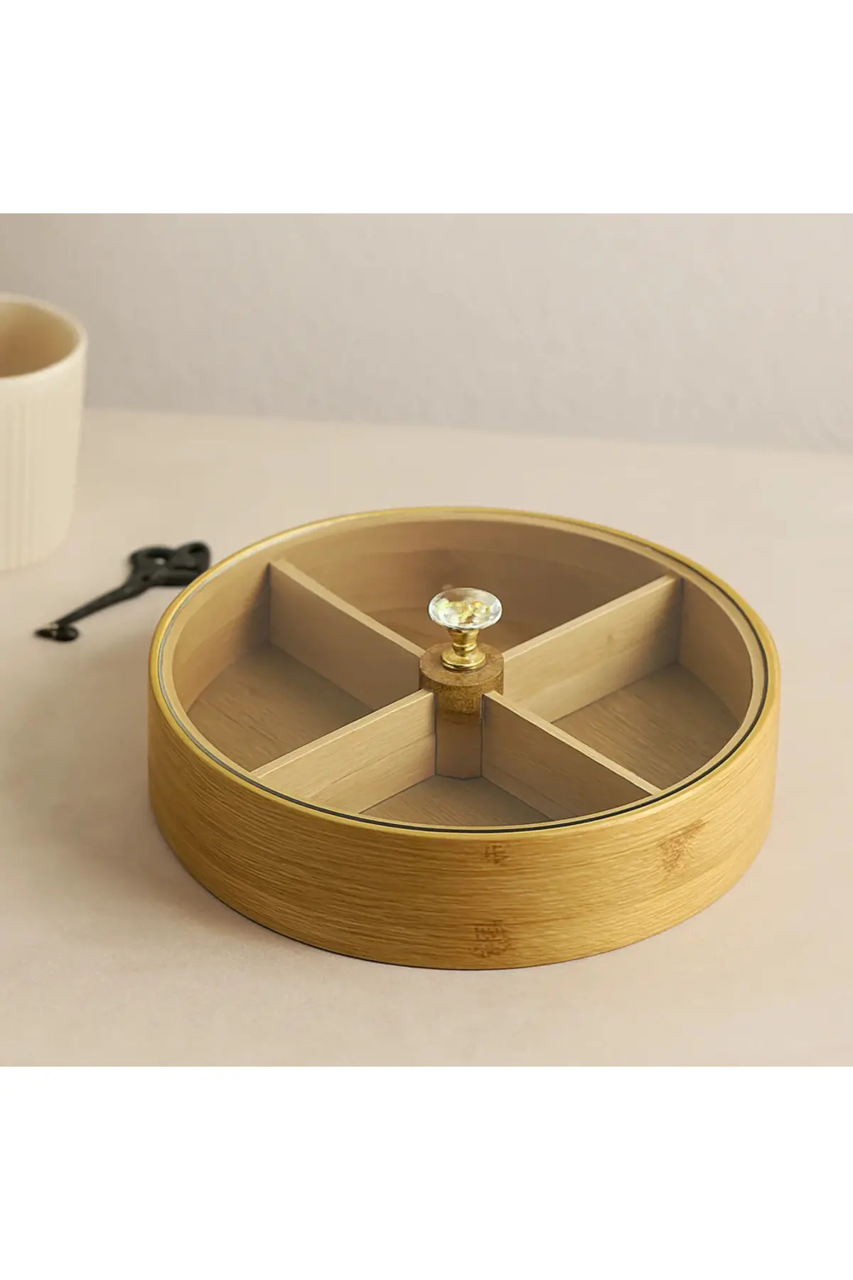 Bambu 4 Bölmeli Kapaklı Servis Sunum Kutusu 22 cm