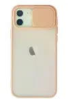 Apple iPhone 12 Kılıf Palm Buzlu Kamera Sürgülü Silikon - Pembe-1