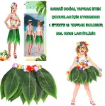 Tropikal Esintili Hawaii Yapraklı Parti Eteği Çocuk Boy-1
